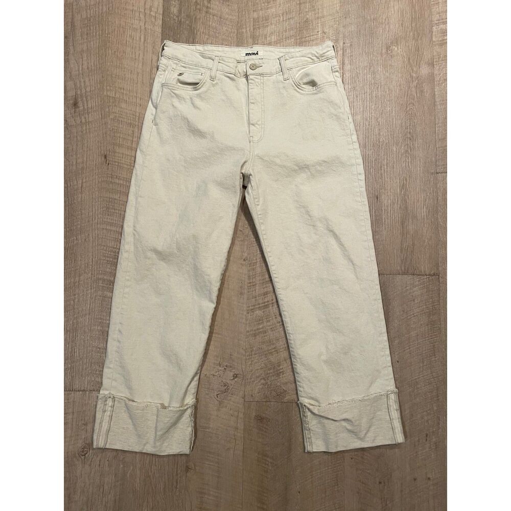 Mavi Savvanah cream cuffed crop jeans, size 32